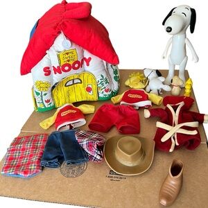 Vintage Peanuts Snoopy & Woodstock Lot - Knickerbocker Outfits Clothing Doghouse